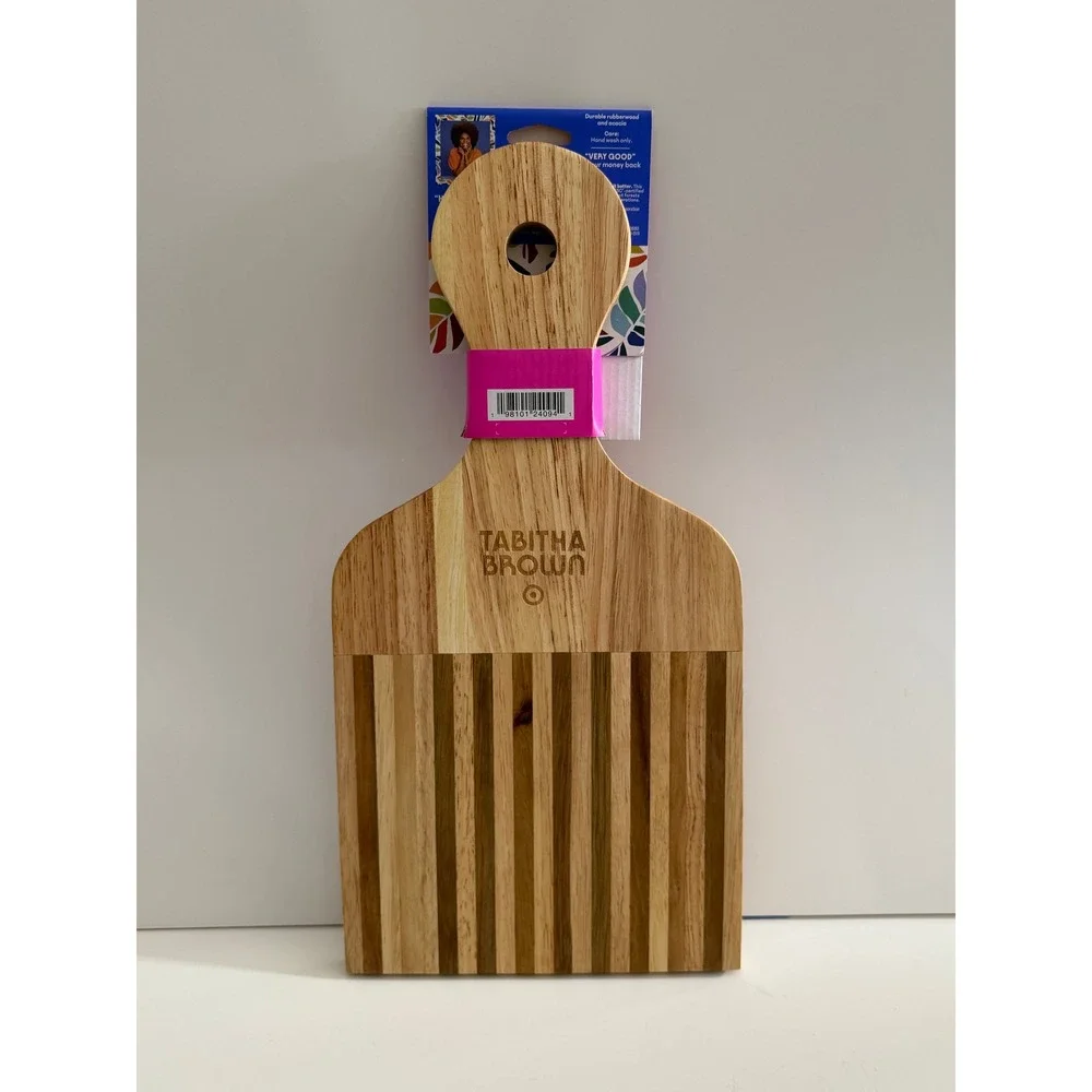 New Target Tabitha Brown Kitchen Home Reversible Afro Pick Wooden Cutting Board
